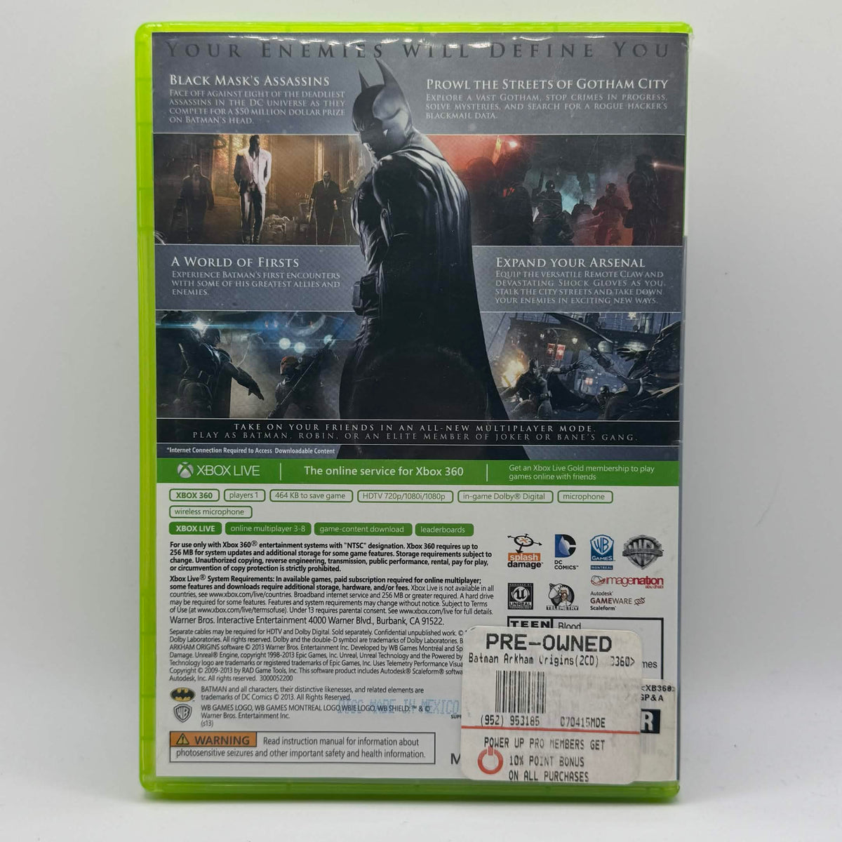 Batman: Arkham Origins (Xbox 360, 2013) Disc 2 Only